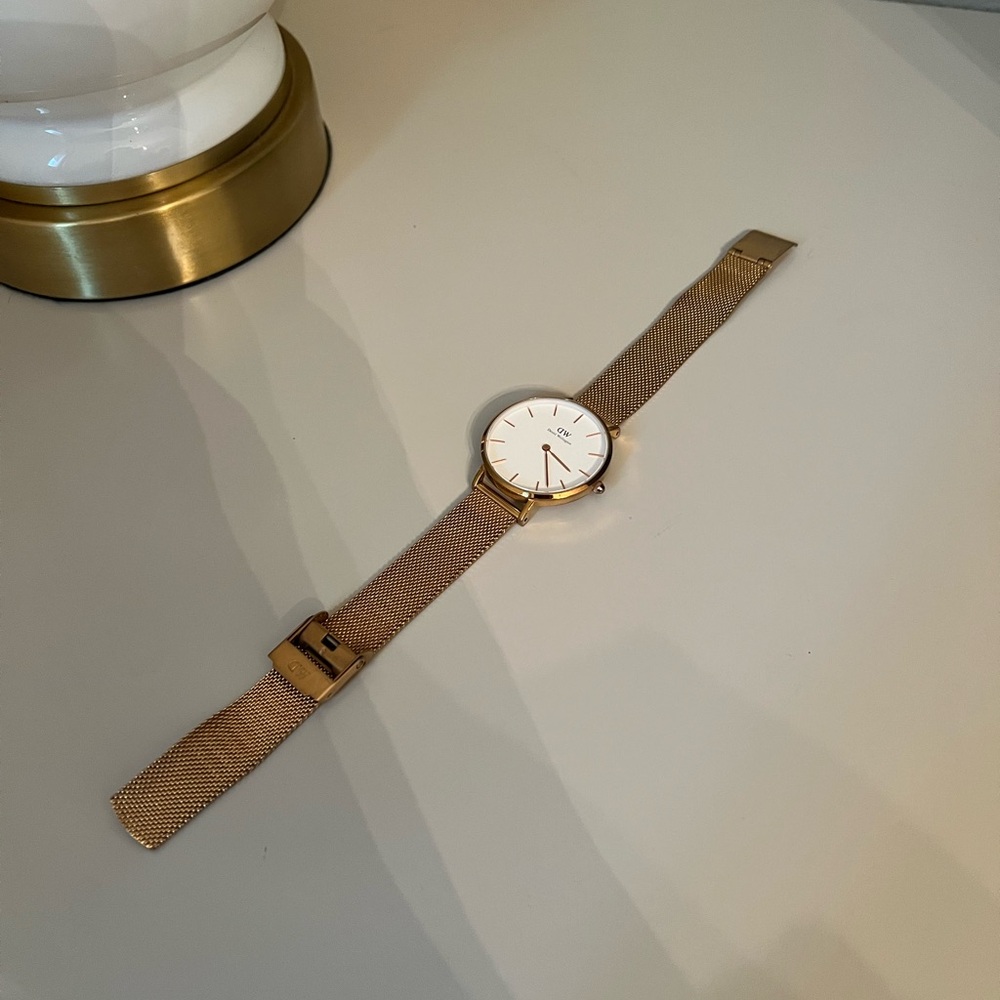 Daniel Wellington Gold Mesh Watch with White Dial